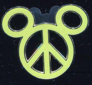 Yellow Peace Sign Logo - Peace Sign Mickey Head Icon Yellow Neon Green Disney Pin 66621