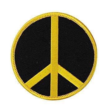 Yellow Peace Sign Logo - Peace Sign Yellow on Black Patch Hippie Symbol Love