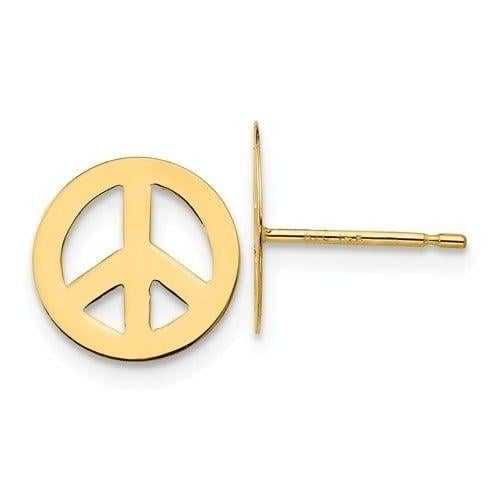 Yellow Peace Sign Logo - Shop Curata Solid 14k Yellow Gold Peace Sign Post Earrings (10mm ...