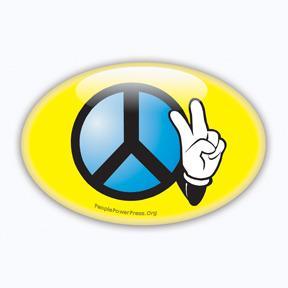 Yellow Peace Sign Logo - Peace Sign & V Sign Button Magnet Oval