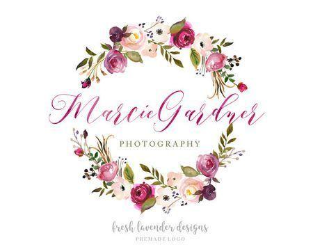 Fabric Flower Logo - Watercolor Logo, Floral Watercolor Logo, Lilac Logo, Custom Logo