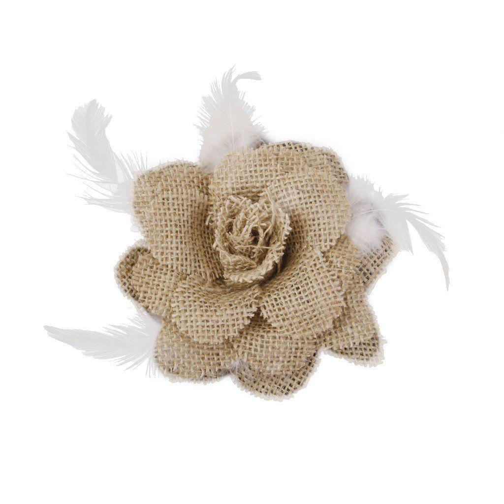 Fabric Flower Logo - Hessian Burlap Fabric Flower Brooch Pin Craft Decoration: Amazon.co ...