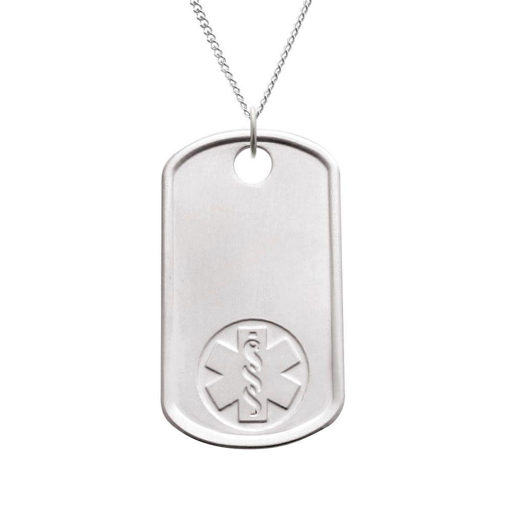 Silver Dog Logo - Sterling Silver Dog Tag Embossed | American Medical ID