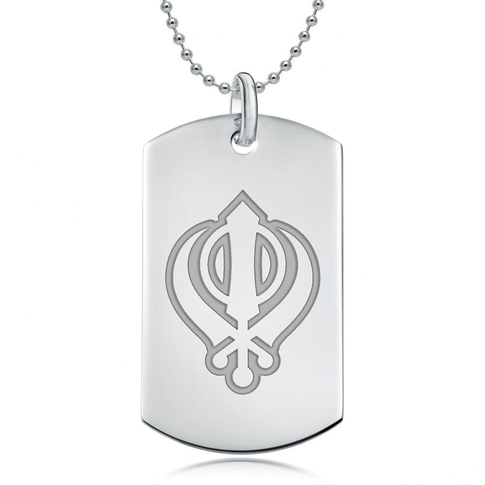 Silver Dog Logo - Khanda Sterling Silver Dog Tag Necklace (can be personalised)