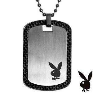 Silver Dog Logo - Men Playboy Necklace Silver Chain Dog Tag Stainless Steel Pendant ...