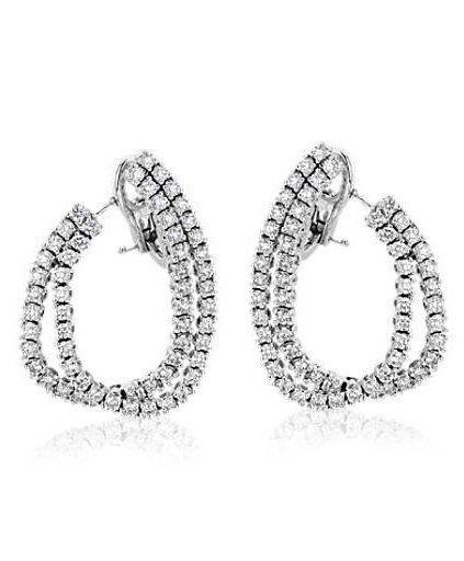 3 Over Lapping Diamonds Logo - Diamond Double Row Hoop Earrings in 18k White Gold (3 ct. tw.) in ...