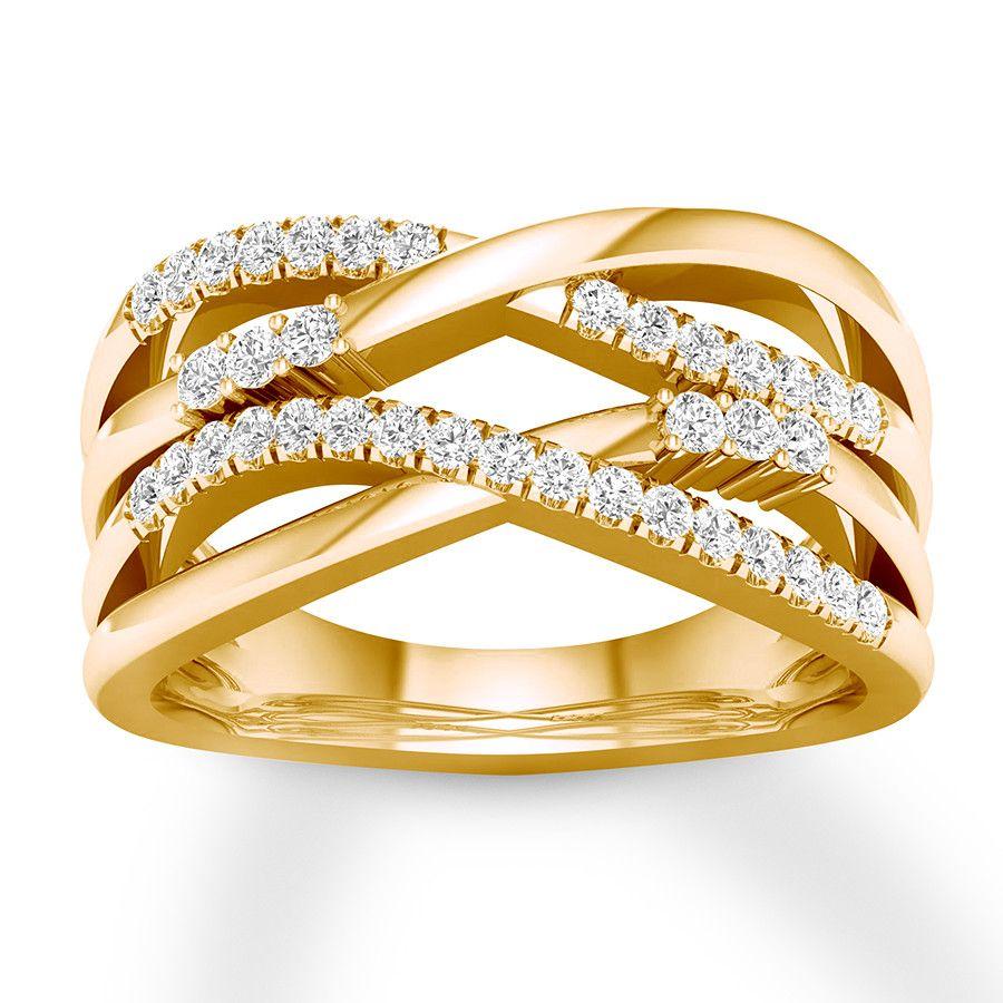 3 Over Lapping Diamonds Logo - Diamond Ring 1/3 ct tw Round-cut 10K Yellow Gold - 580521401 - Kay