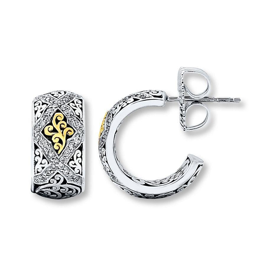 3 Over Lapping Diamonds Logo - Lois Hill Earrings 1/3 ct tw Diamonds Sterling Silver/18K Gold ...