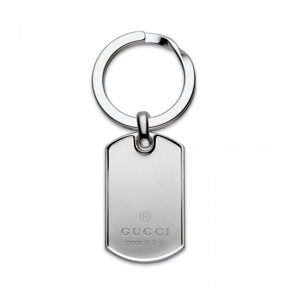 Silver Dog Logo - Gucci Silver Dog Tag Keyring