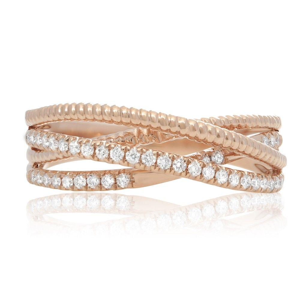 3 Over Lapping Diamonds Logo - Rose Gold & Diamond Overlapping Band - R+J