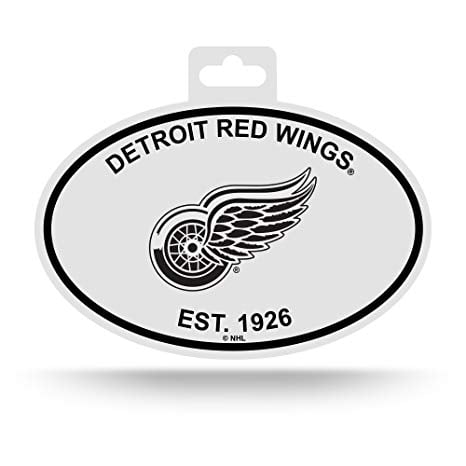 Black and White Detroit Red Wings Logo - Amazon.com : Rico Detroit Red Wings Oval Decal Sticker Black