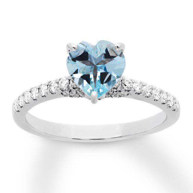 3 Over Lapping Diamonds Logo - Aquamarine Engagement Ring 3/8 ct tw Diamonds 14K White Gold ...