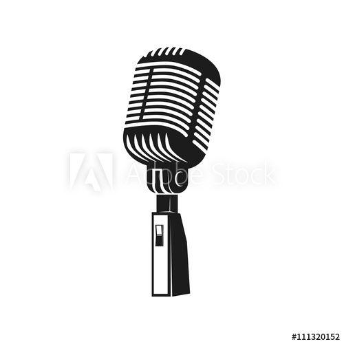 Microphone Logo - Microphone monochrome icon. Element for logo, label, emblem, bad