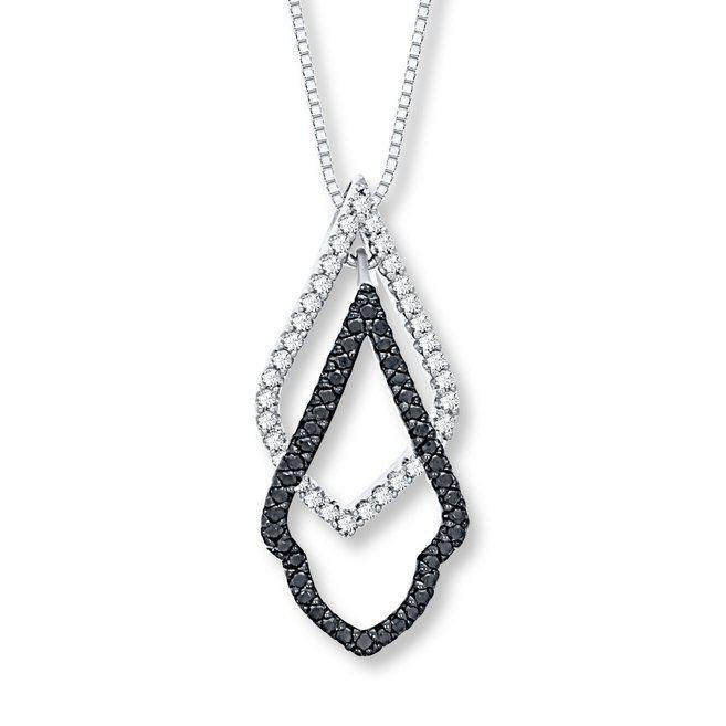 3 Over Lapping Diamonds Logo - Black & White Diamond Necklace 1/3 carat tw Sterling Silver ...