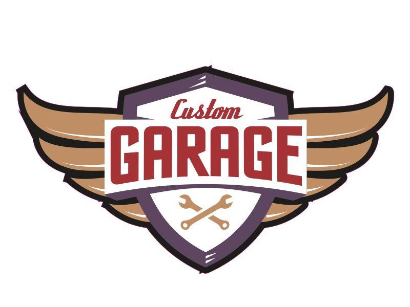 Custom Garage Logo - 1 x Aufkleber Custom Garage Logo Emblem Sticker Tuning Turbo V-Power ...