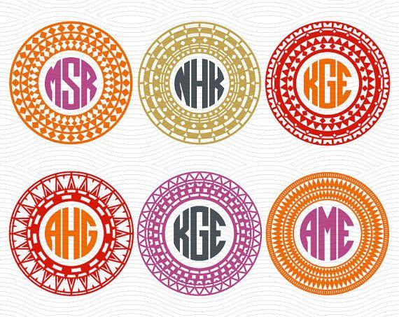 Aztec Circle Logo - Circle Monogram Frames (SVG, EPS, DXF, Studio3) Aztec Cut Files