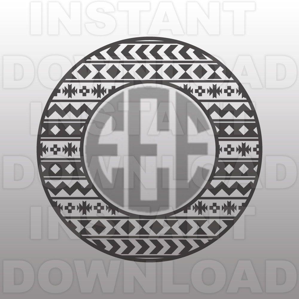 Aztec Circle Logo - Aztec Circle SVGCircle Monogram Frame SVG Cutting