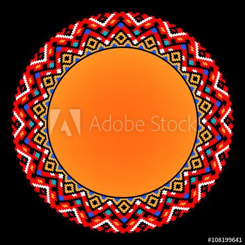 Aztec Circle Logo - Colorful ethnic sun geometric aztec circle ornament, vector frame