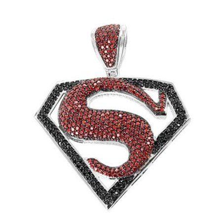 Red White and Gold Superman Logo - Master Of Bling - Red Black Multi Color Lab Diamond Superman Logo ...