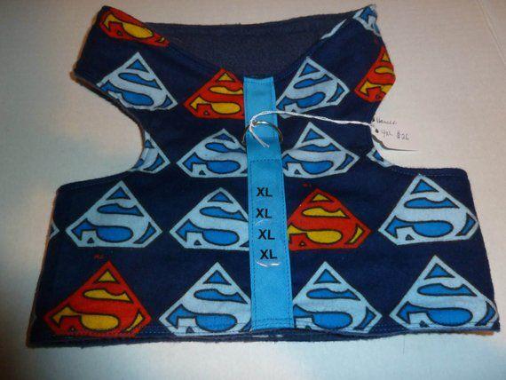 Red White and Gold Superman Logo - Small 4XL Blue/Red/White/Gold Superman Comfort Pet Harness.