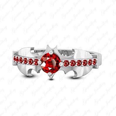 Red White and Gold Superman Logo - Gemstar Jewellery Round Garnet 14K White Gold Plated Dark Knight ...