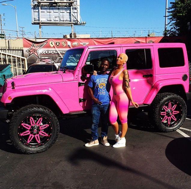 Pink Jeep Logo - Amber Rose Turns Her Off-Roader into Barbie's Pink Jeep Wrangler ...
