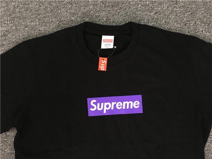 Purple and Black Logo - Supreme Black T-shirts with Purple Box Logo,T-Shirts & Polos