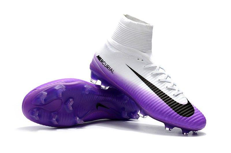 Purple and Black Logo - New Soccer Cleats - Nike Mercurial Superfly V FG White Purple Black Sale