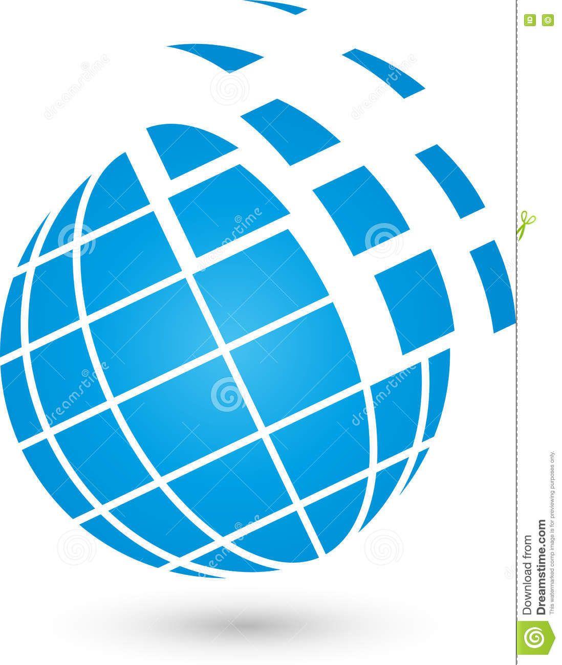 White Outlined with Blue Globe Logo - Blue world Logos