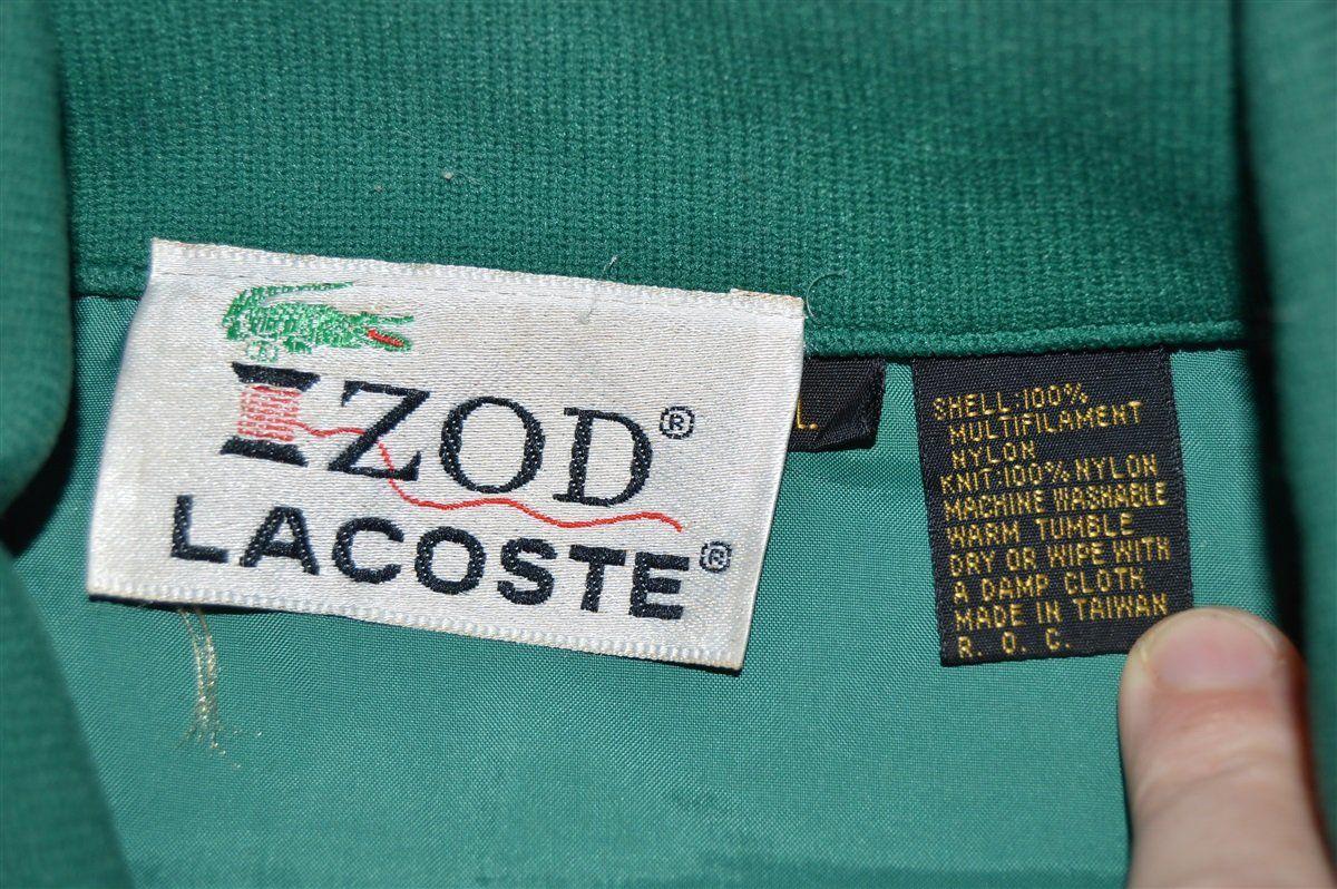 Izod Lacoste Logo - 80s Izod Lacoste Green Windbreaker Jacket Large Captains Vintage