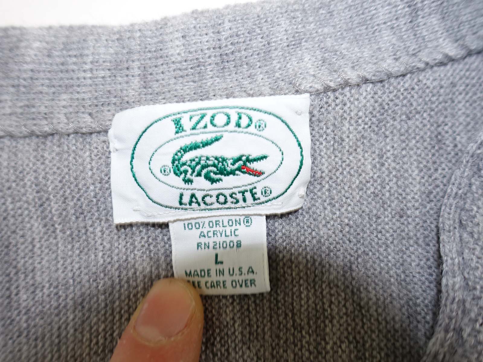 Izod Lacoste Logo - Izod Lacoste Men's Cardigan Sweater Large Gray Long Sleeves