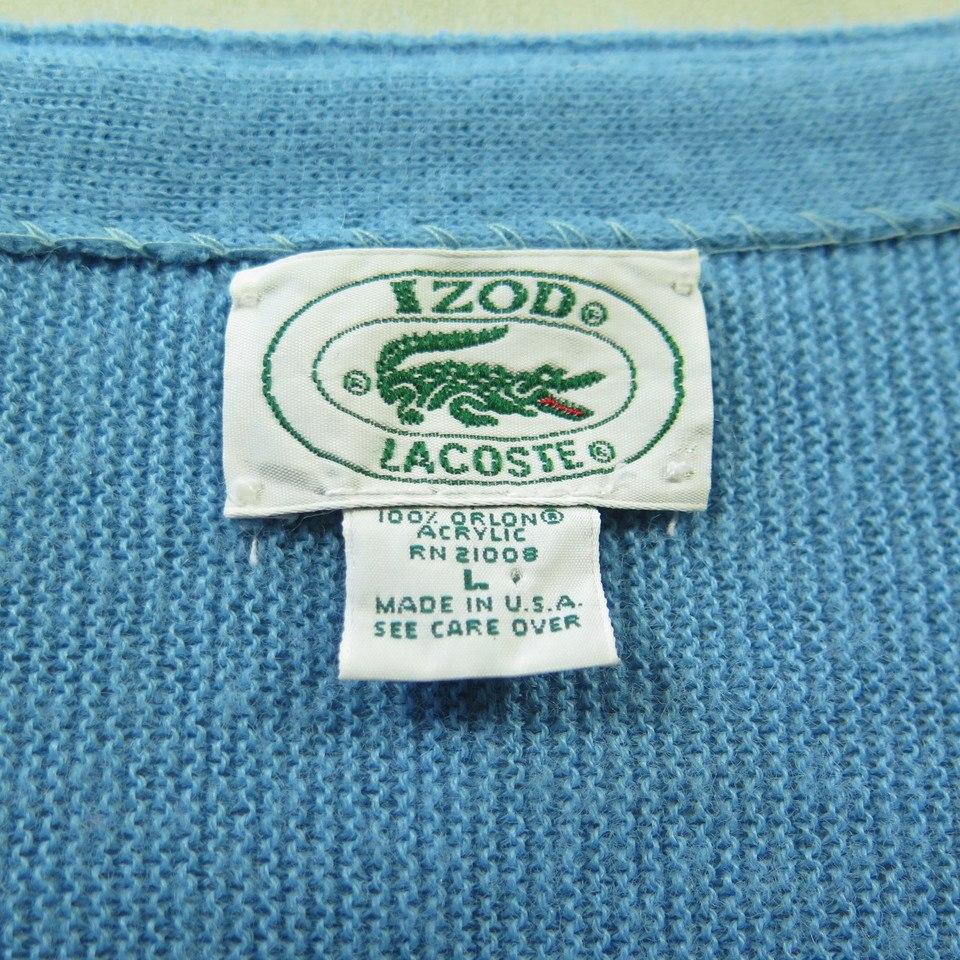 Izod Lacoste Logo - Vintage 70s Izod Lacoste Cardigan Sweater L Green Alligator Sky Blue ...