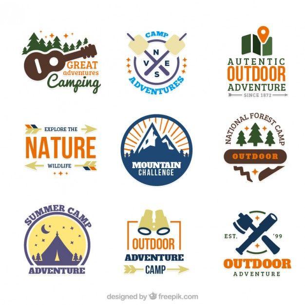 Vintage Camp Logo - Hand drawn colors camp logos Vector | Free Download