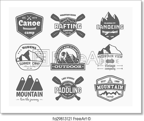 Vintage Camp Logo - Free art print of Set of vintage mountain, kayaking, paddling ...