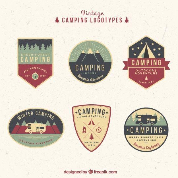 Vintage Camp Logo - Hand drawn vintage campsite logos in colors | Logos | Logos, Camp ...