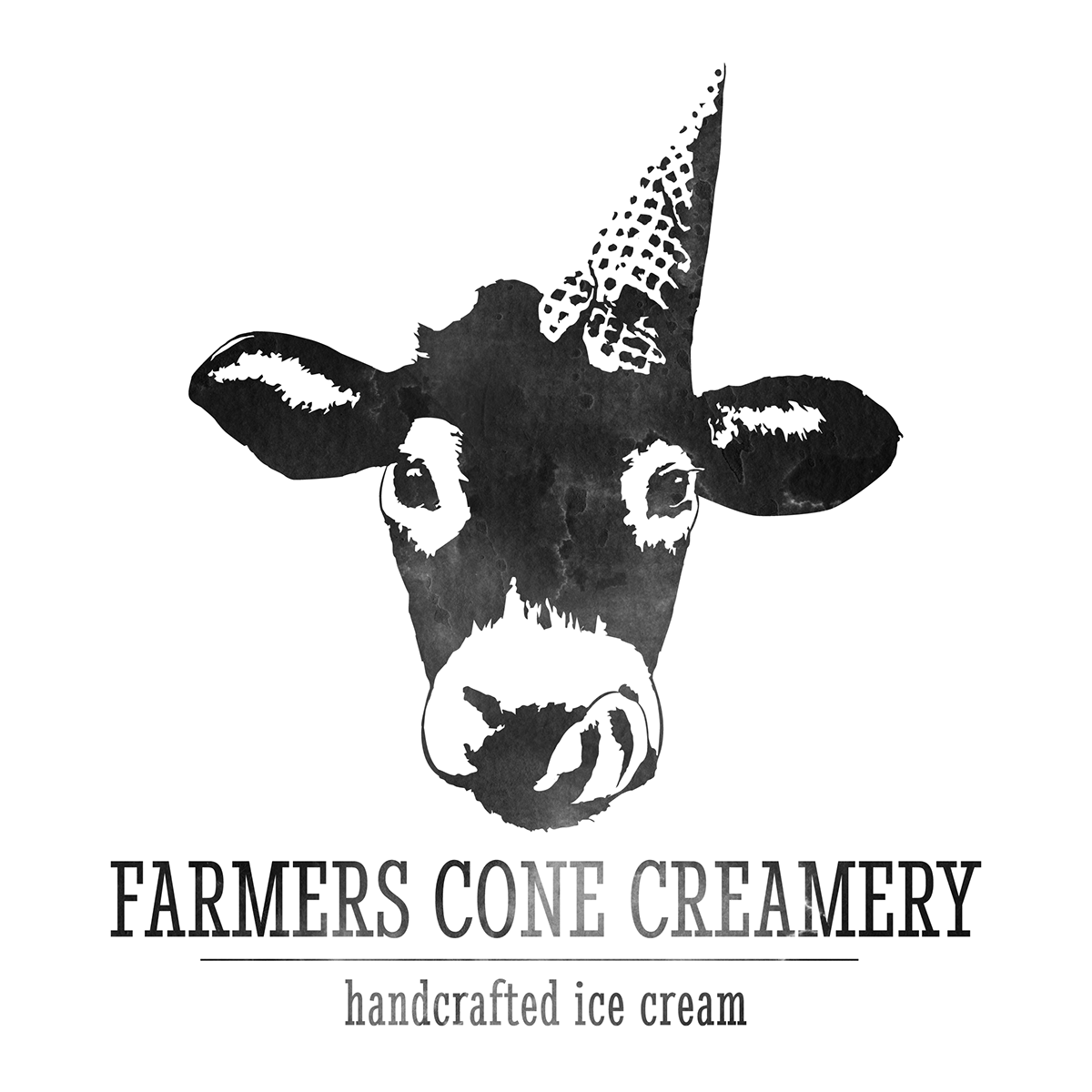 Cow Ice Cream Logo - Farmers Cone Creamery Logo + Packaging