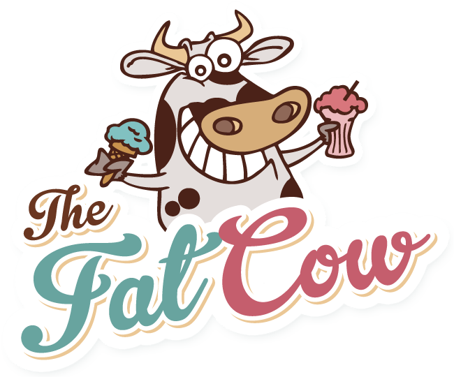 Cow Ice Cream Logo - Ice Cream & Milkshake Menu. The Fat Cow