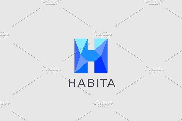 Colorful H Logo - Polygon letter H logo. Colorful font Logo Templates Creative Market