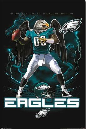 Eagles Football Team Logo - Philadelphia Eagles NFL Football Team Logo Mascot Action Picture Poster