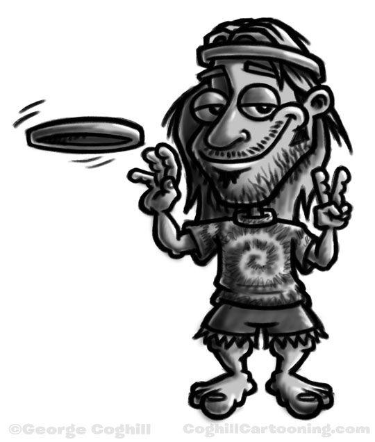Hippie Cartoon Logo - Hippie with Frisbee Cartoon Character: Daily Sketch