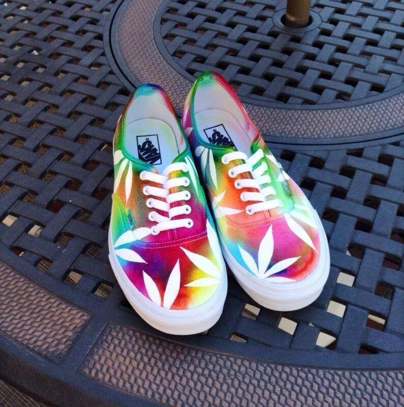 Weed Vans Logo - Multi Colored Cannabis Leaf Shoes #cannabisshoes #marijuana