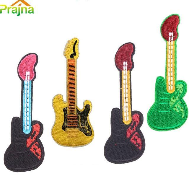 Hippie Cartoon Logo - Guitar Design Logo Music Patch Iron On Cartoon Patches Mixed Cheap ...