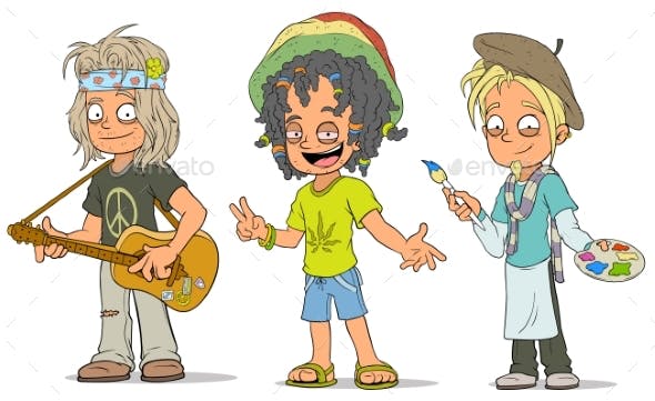 Hippie Cartoon Logo - Cartoon Hippie Jamaican Artist Characters Set by GB_Art | GraphicRiver