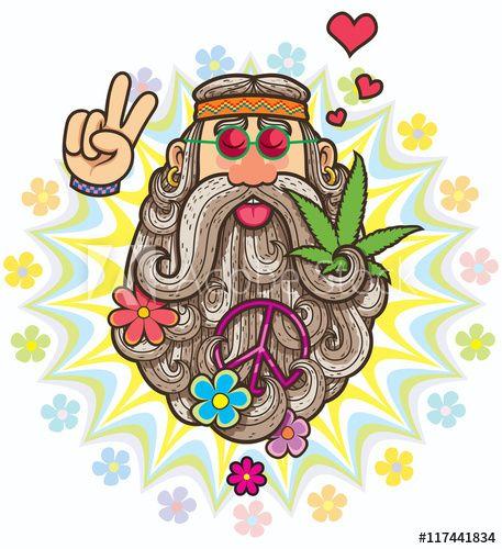 Hippie Cartoon Logo - Hippie / Cartoon illustration of hippie. this stock vector