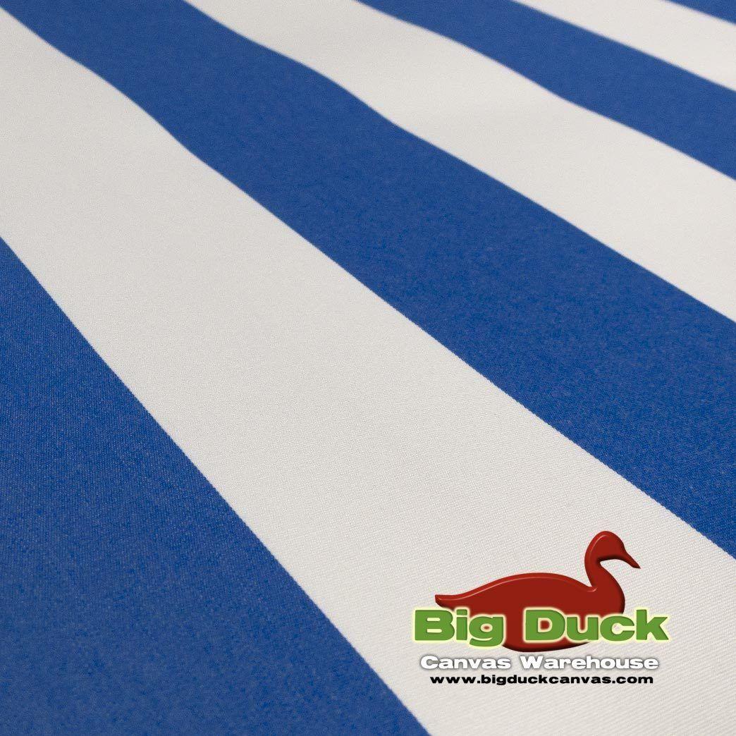 Striped Blue and White Logo - Marine/Awning Outdoor Fabric Wholesale--Blue White Stripe SeaDuck