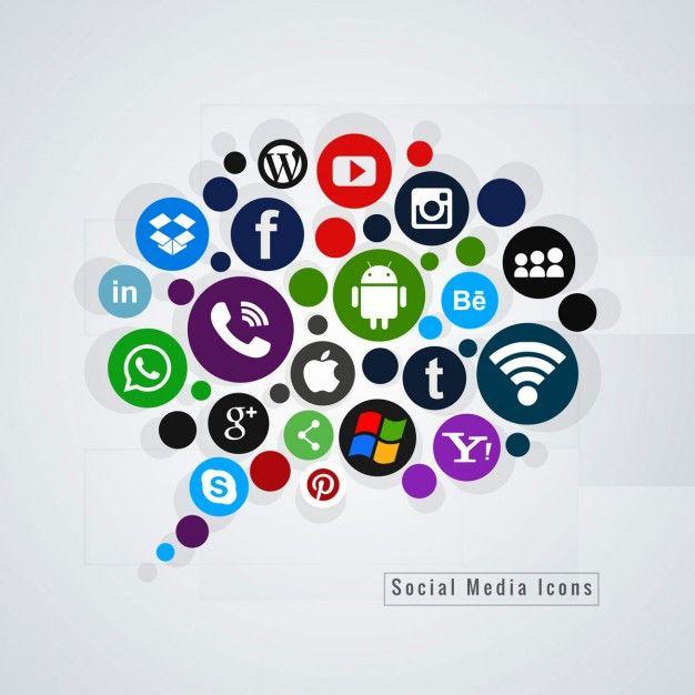 Pattern in a Social Media Logo - Bubble chat with social media icons Vector