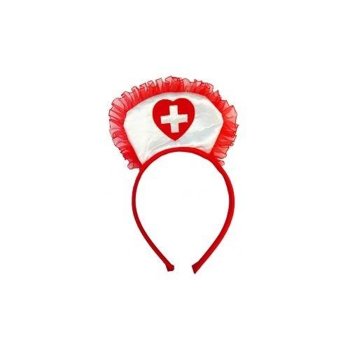 Red Heart with White Cross Logo - White Nurse Headband w/ Red Heart Cross