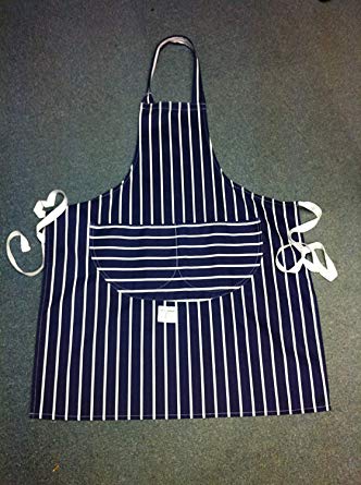 Striped Blue and White Logo - AUK DC830-B Caterers Apron, Striped, Blue/White: Amazon.co.uk ...