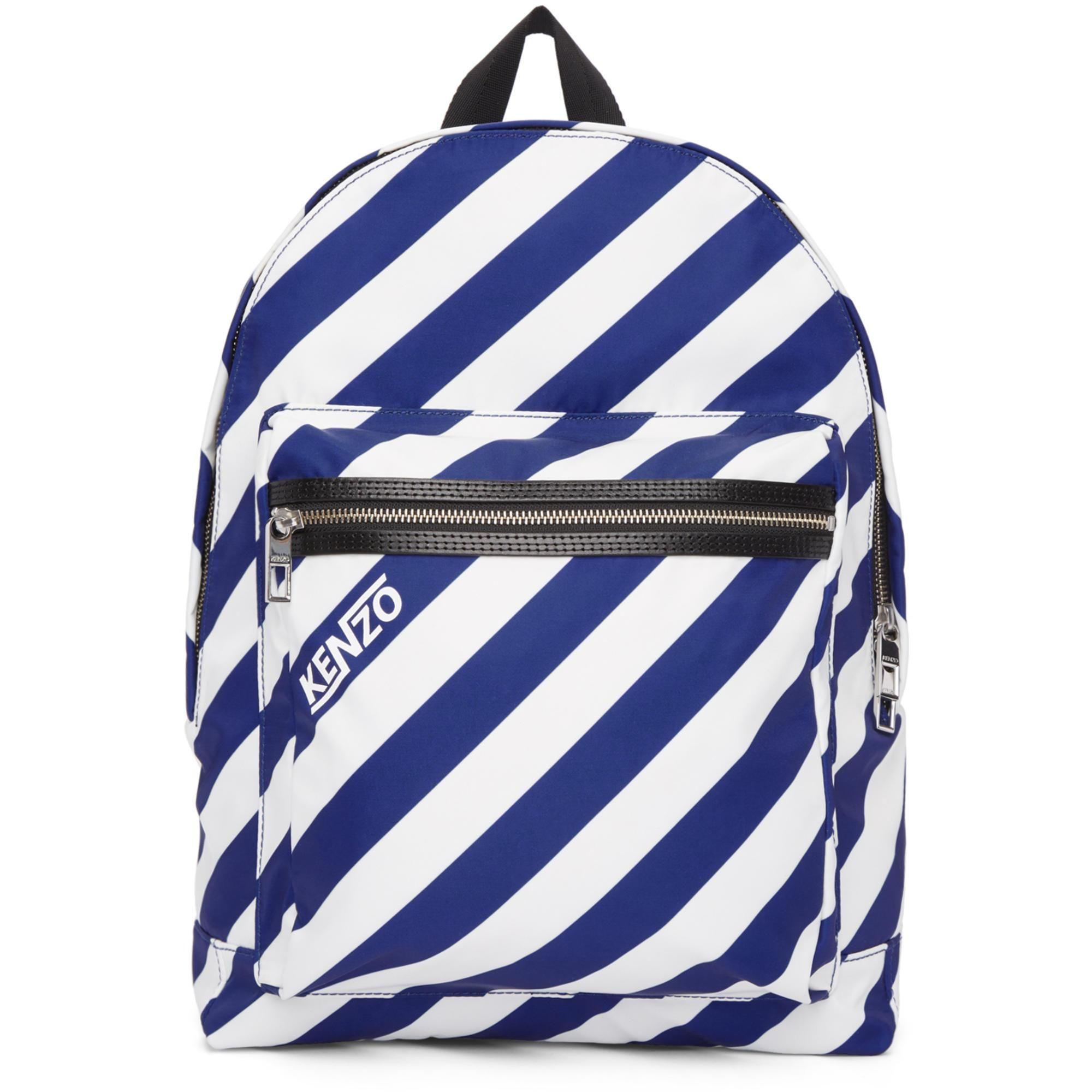 Striped Blue and White Logo - KENZO Blue And White Striped Logo Rucksack in Blue for Men - Lyst