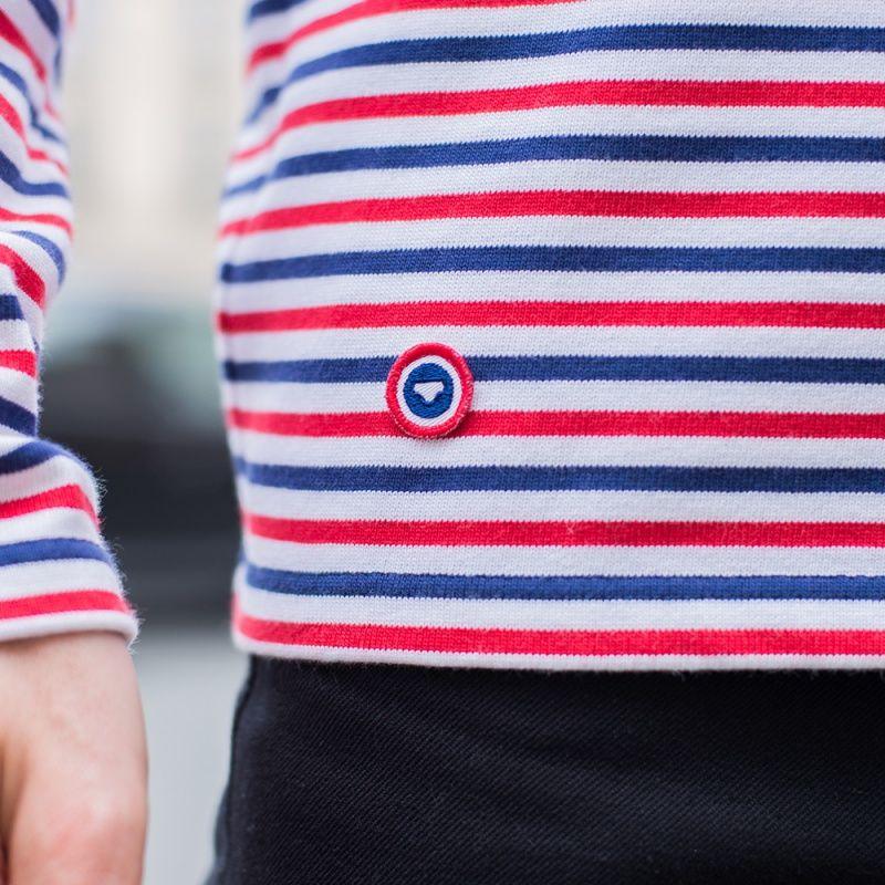 Striped Blue and White Logo - Le Malo - Blue White Red striped shirt | Le Slip Français 